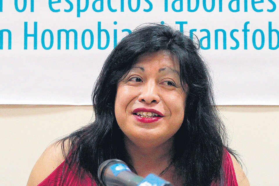 Diana Sacayán en Cuba, en un congreso por la inclusión laboral. (Fuente: EFE)