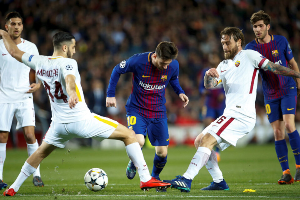 Messi lideró el ataque de un Barcelona que no tuvo contemplaciones con la Roma. (Fuente: EFE)