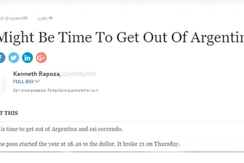 Argentina fue la noticia principal de Financial Times y también sobresalió en Forbes.