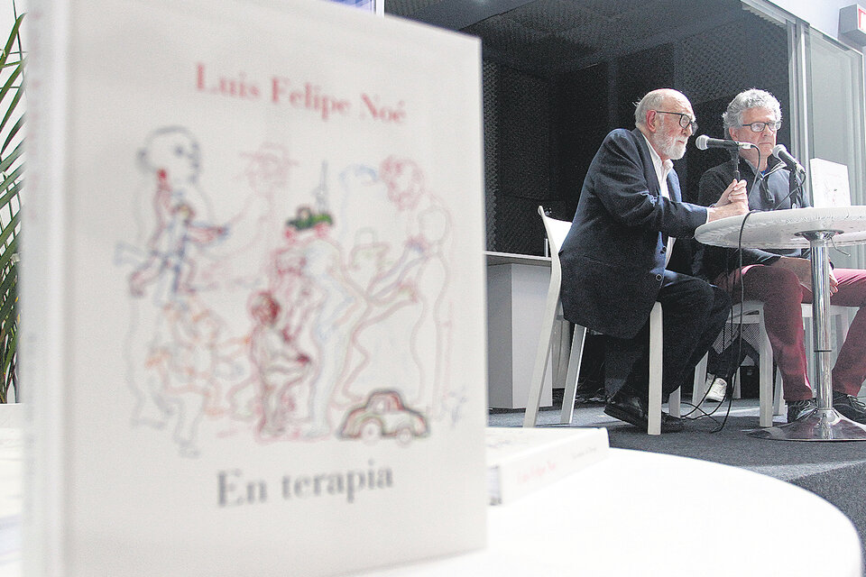 Luis Felipe Noé, que pronto cumplirá 85 años, junto a Fabián Lebenglik. (Fuente: Leandro Teysseire)