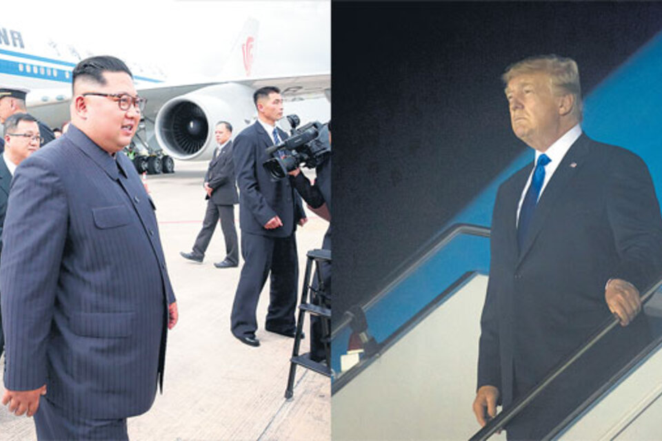 El líder norcoreano Kim Jong-un y el mandatario estadounidense Donald Trump llegaron a Singapur. (Fuente: AFP)