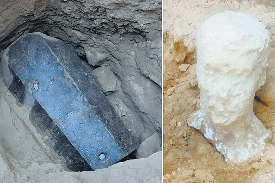 La tumba encontrada en la ciudad de Alejandría y el busto de alabastro.