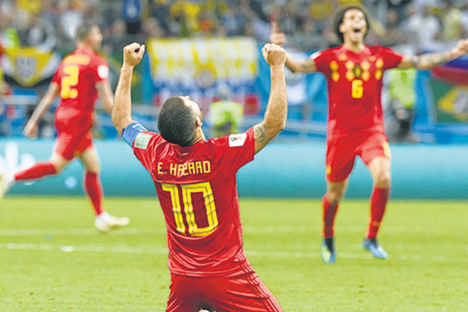 Hazard, la figura de Bélgica, festeja el pase a las semifinales del Mundial.