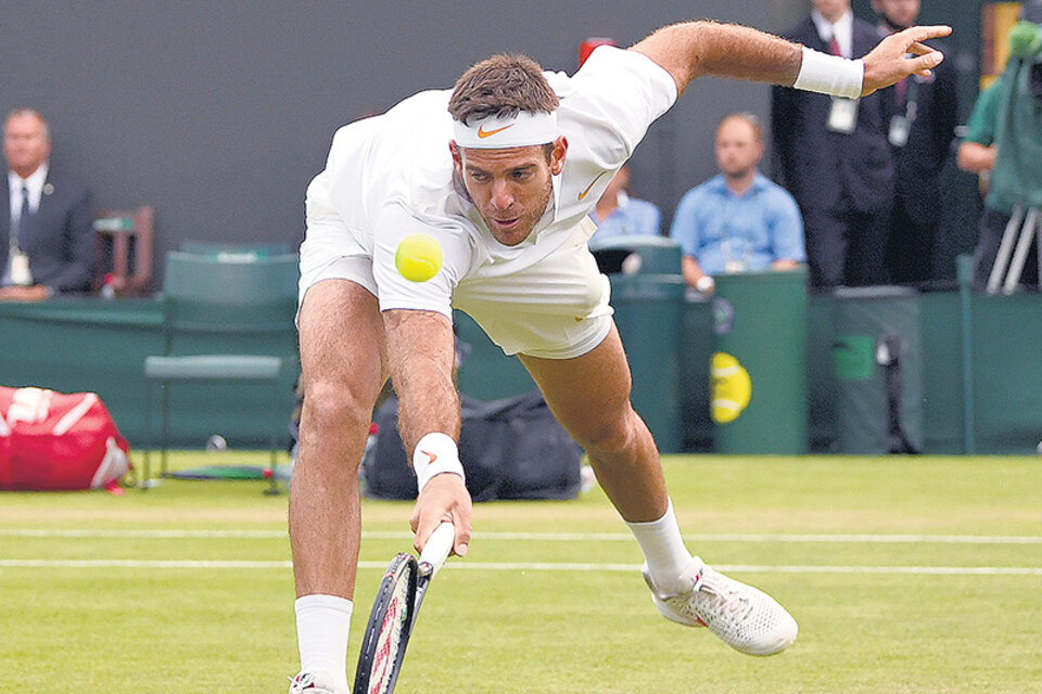 Del Potro debió correr mucho en Wimbledon y pareció sentirlo.