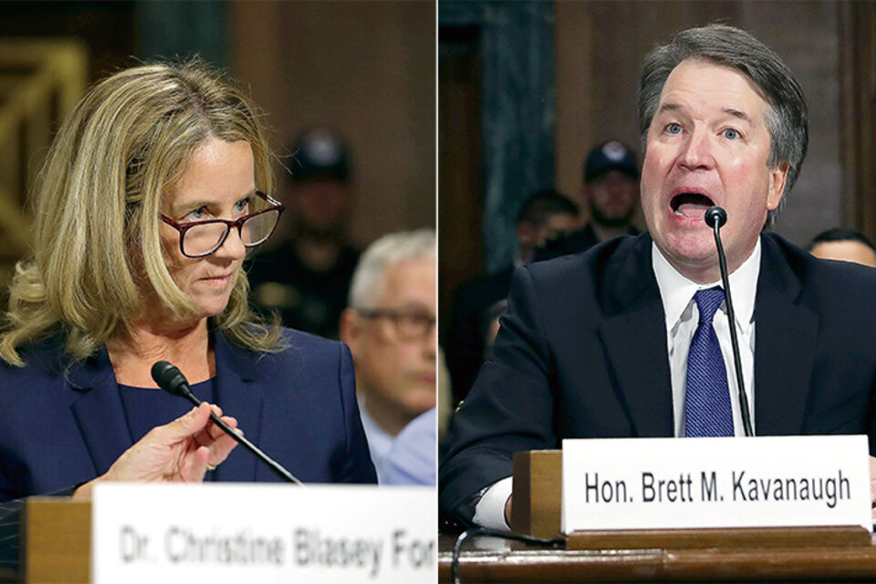 Ford contó su historia ante el Comité Judicial del Senado; después lo hizo el acusado, Kavanaugh. (Fuente: AFP)
