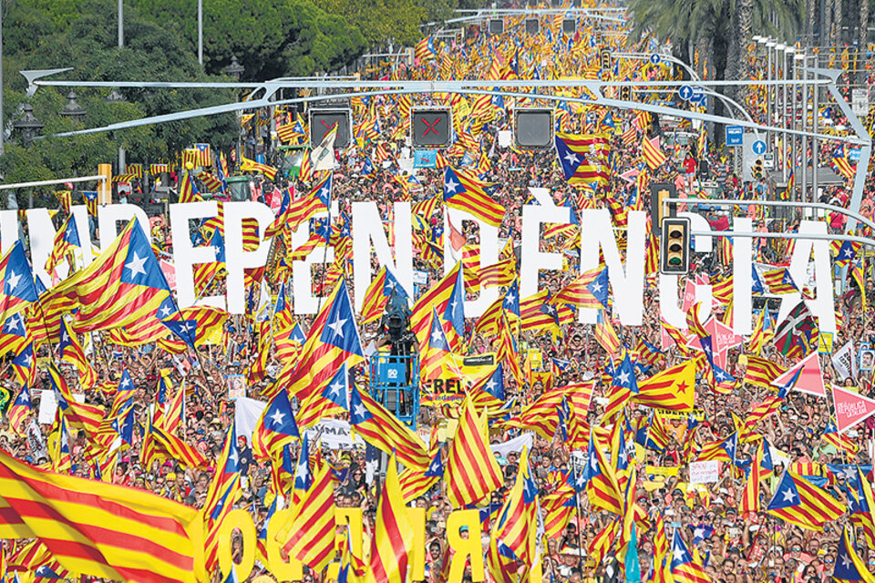 La movilización de ayer fue la primera Diada desde el referéndum del 1º de octubre. (Fuente: AFP)