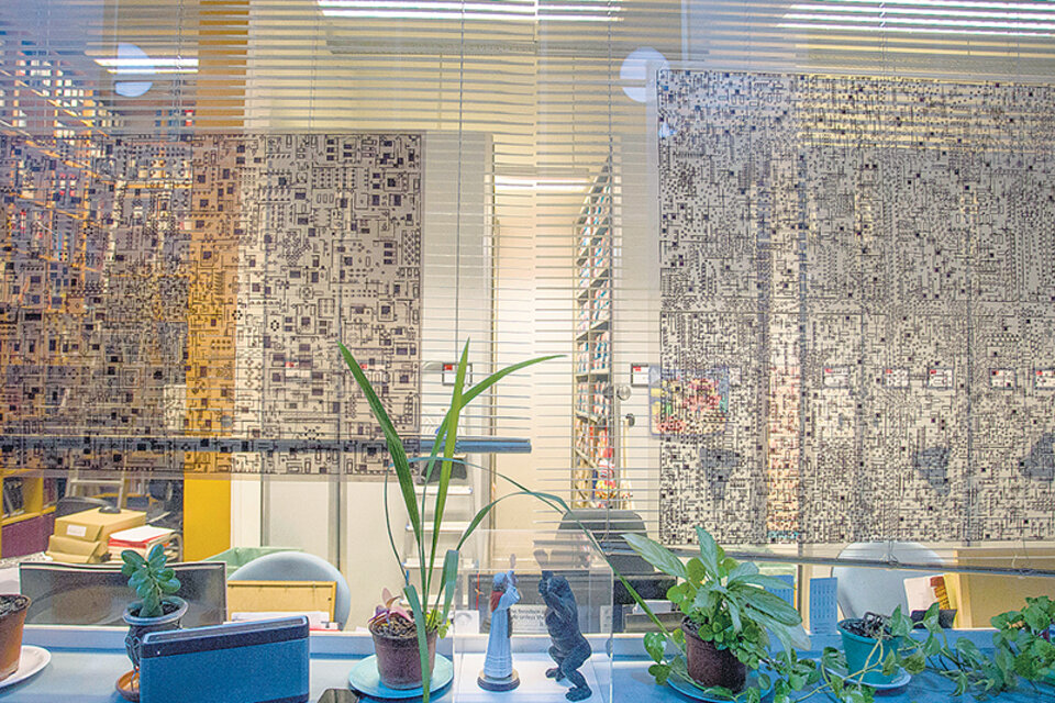 Montaje de obras de León Ferrari en las oficinas del CELS. (Fuente: Kala Moreno Parra)