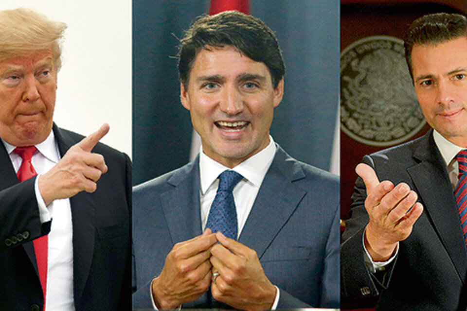 Trump, Trudeau y Peña Nieto: un año y medio de negociaciones a dos y tres bandas. (Fuente: AFP)