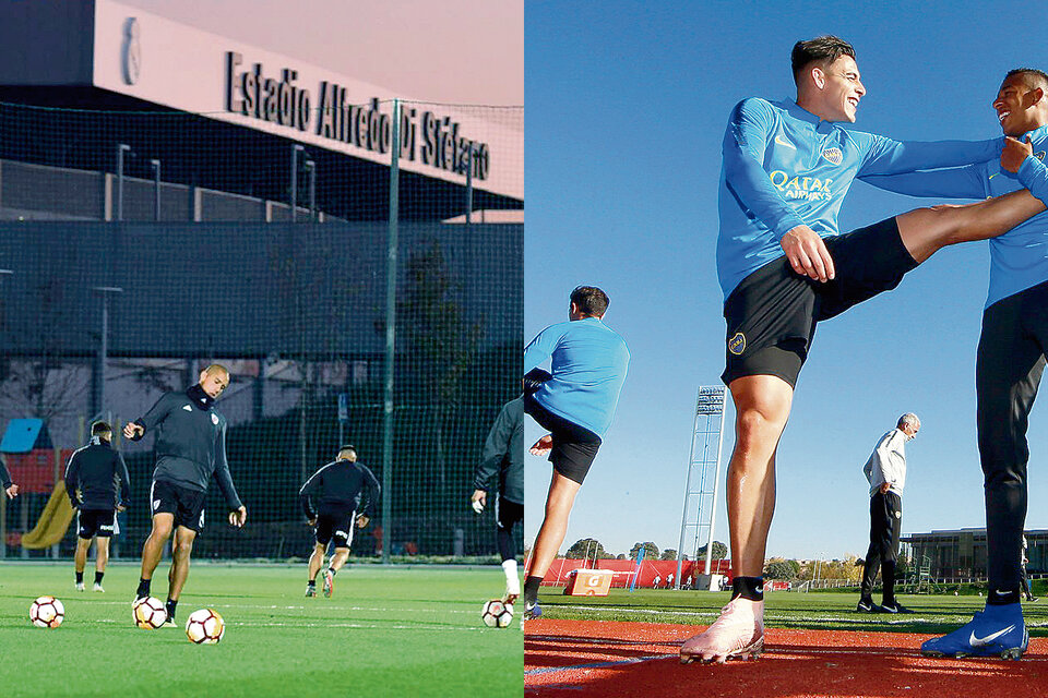 Los jugadores de River y Boca se entrenaron cada uno en predios diferentes en Madrid. (Fuente: NA)