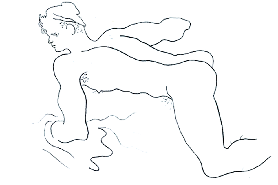 La primera mítica edición de Querelle de Brest, sin firma, apareció en 1947. Incluía 29 famosos dibujos eróticos de Jean Cocteau.