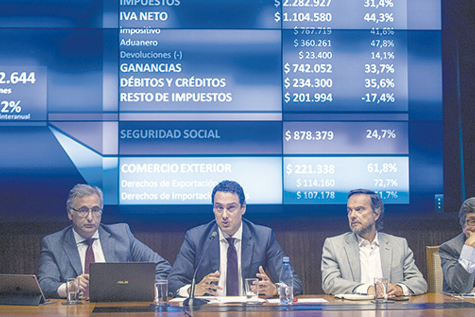 Leandro Cuccioli, titular de la AFIP, presentó ayer los resultados de la recaudación de impuestos en la sede del organismo. (Fuente: NA)