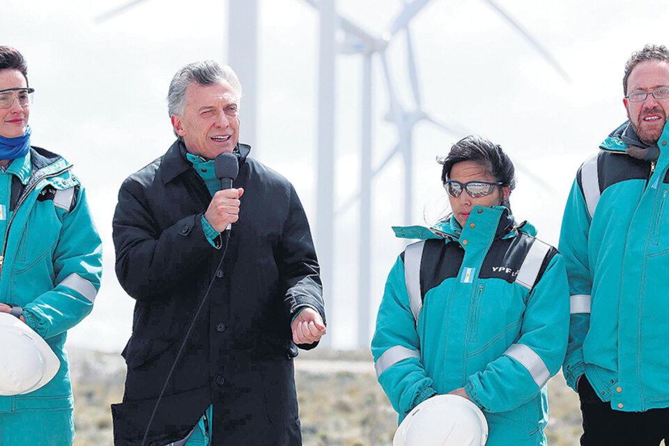El presidente Mauricio Macri durante la inauguración de uno de los parques eólicos de su familia. (Fuente: N.A.)
