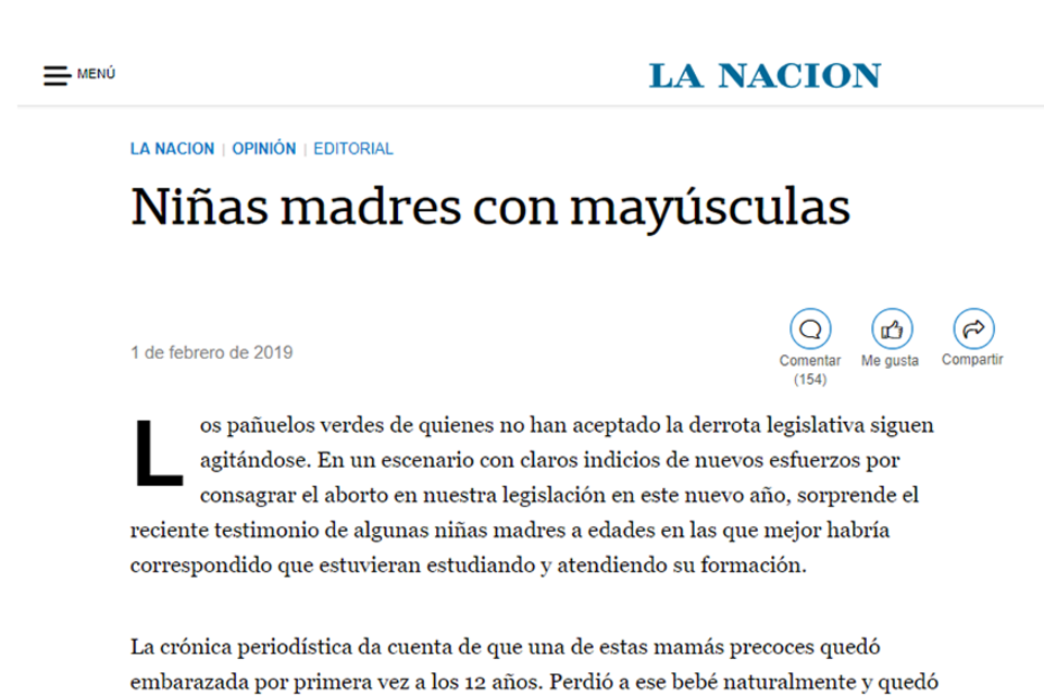 Ninas No Madres Fuerte Repudio A Un Editorial De Pagina12