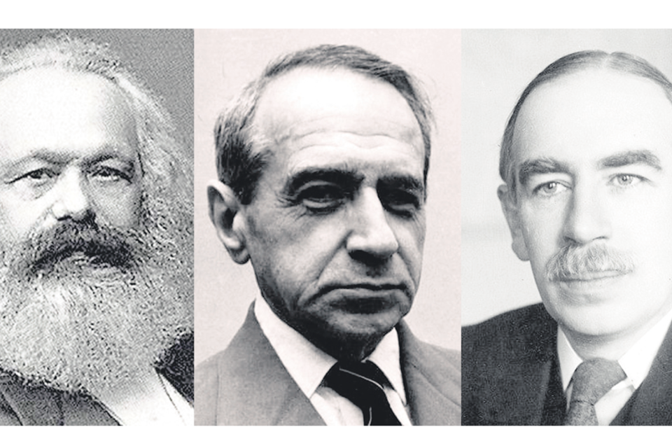 Karl Marx, Michal Kalecki y John Maynard Keynes.