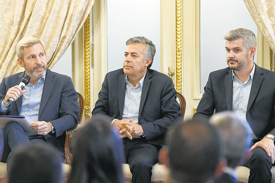 Rogelio Frigerio, Alfredo Cornejo y Marcos Peña buscarán un arreglo para el entuerto cordobés.