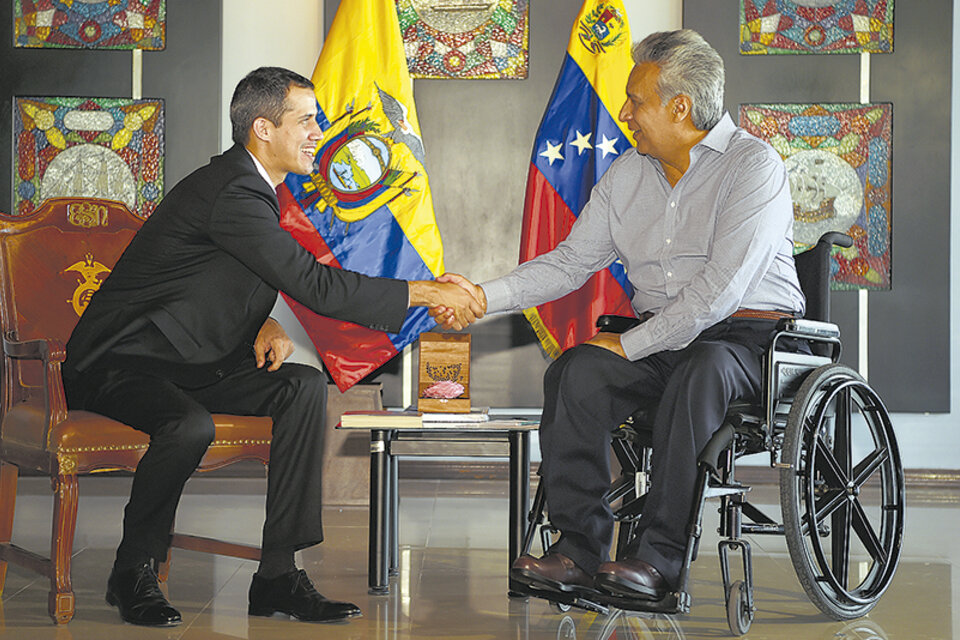 El opositor Juan Guaidó se reunió con el presidente de Ecuador, Lenín Moreno. (Fuente: AFP)