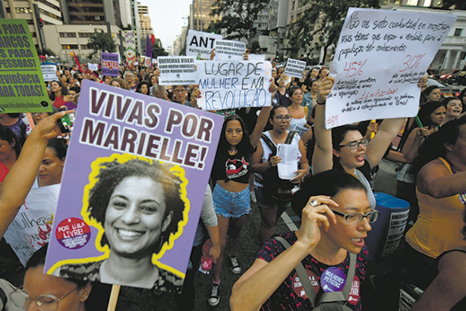 El 8M fue recordada Marielle Franco, cuyo asesinato aún sigue sin ser esclarecido. (Fuente: AFP)