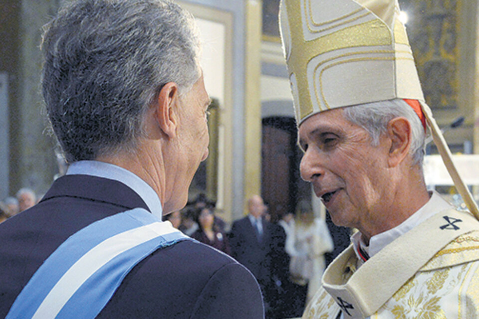 Mauricio Macri y el cardenal Mario Poli, durante el Tedeum por el 25 de mayo. (Fuente: NA)