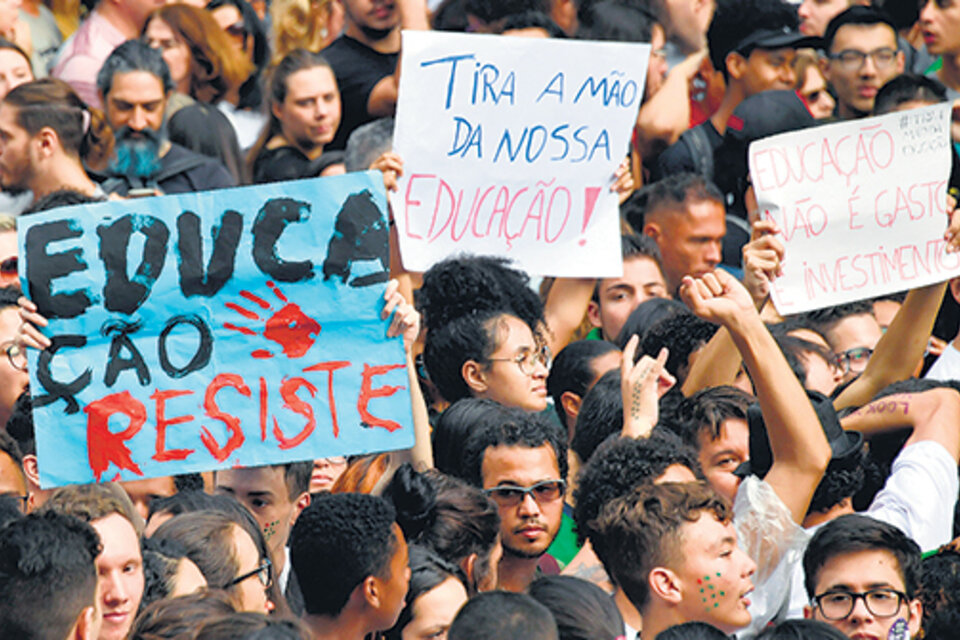 La manifestación estudiantil en San Pablo fue una de las más numerosas. (Fuente: AFP)