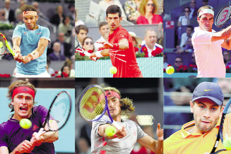 Rafael Nadal, Novak Djokovic y Roger Federer se mantienen vigentes todavía. Alexander Zverev, Stefanos Tsitsipas y Borna Coric buscan irrumpir en el ranking.