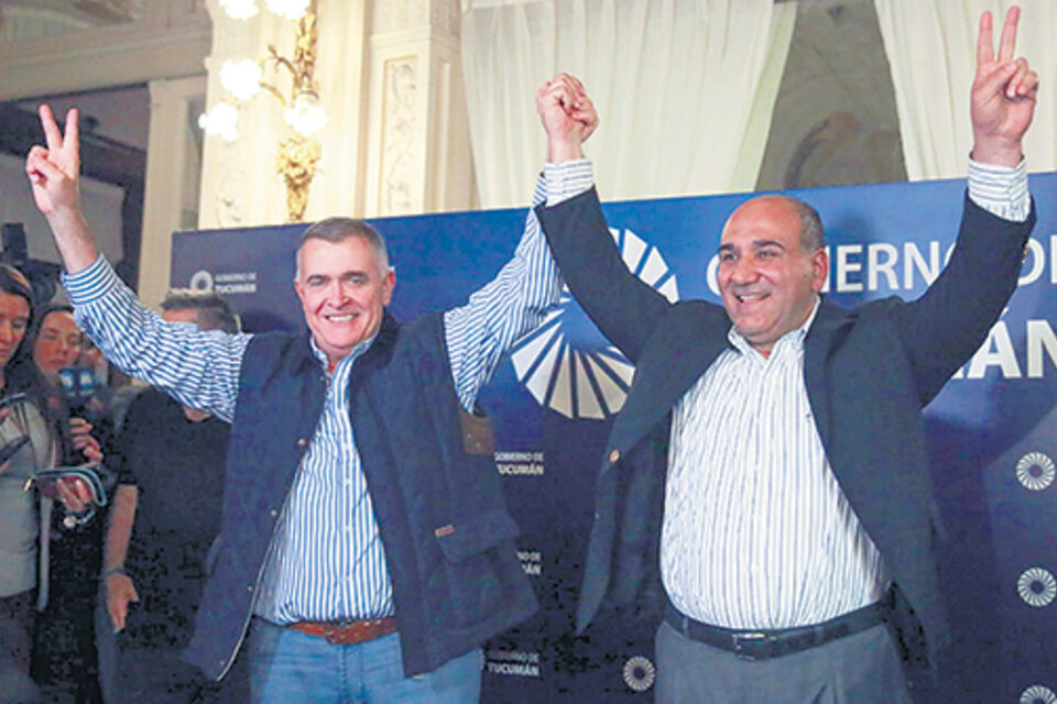 El gobernador de Tucumán, Juan Manzur, y su vice Osvaldo Jaldo, reelectos. (Fuente: NA)