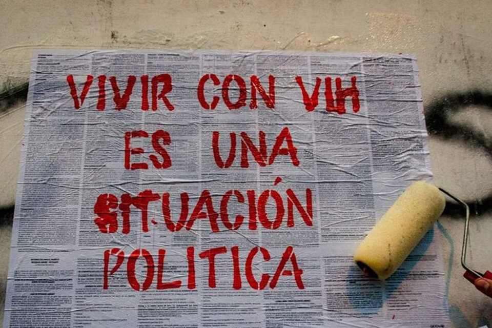 Stencil que acuña una toma de posición respecto del VIH hoy en Argentina.