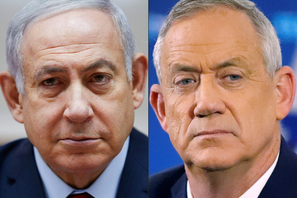 Los rivales políticos de Israel: Netanyahu y Gantz. 