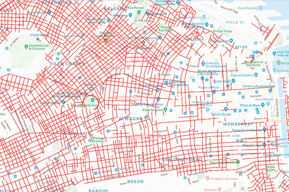 Las calles en rojo tendrán parquímetro.