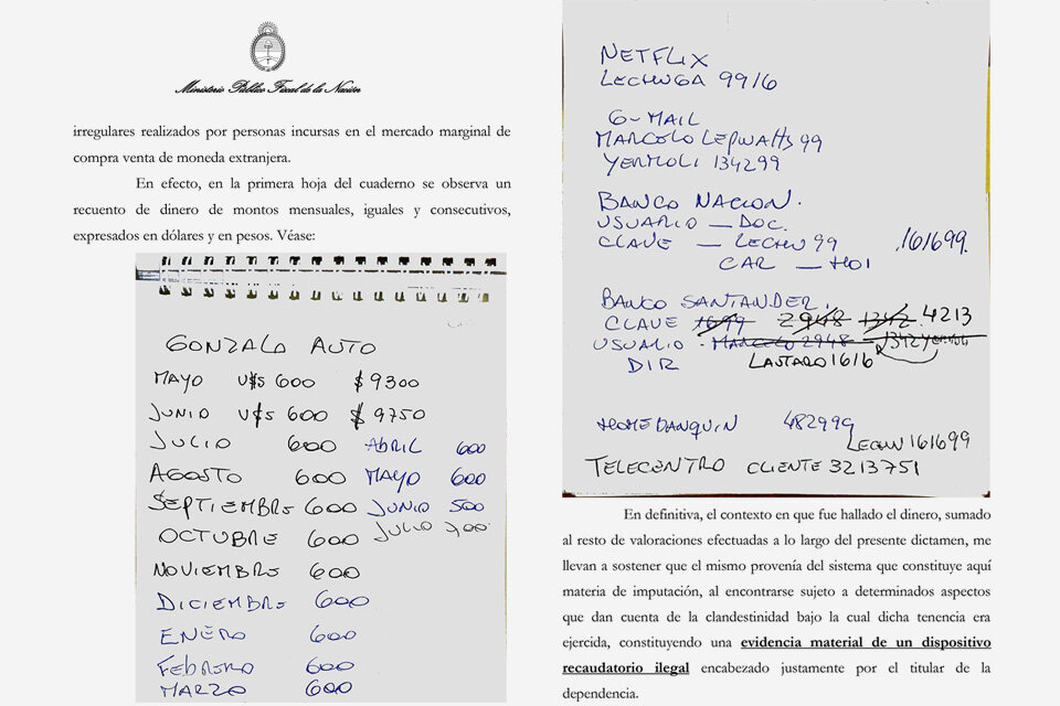 El fiscal valoró como prueba la libreta de anotaciones de Lepwalts. 