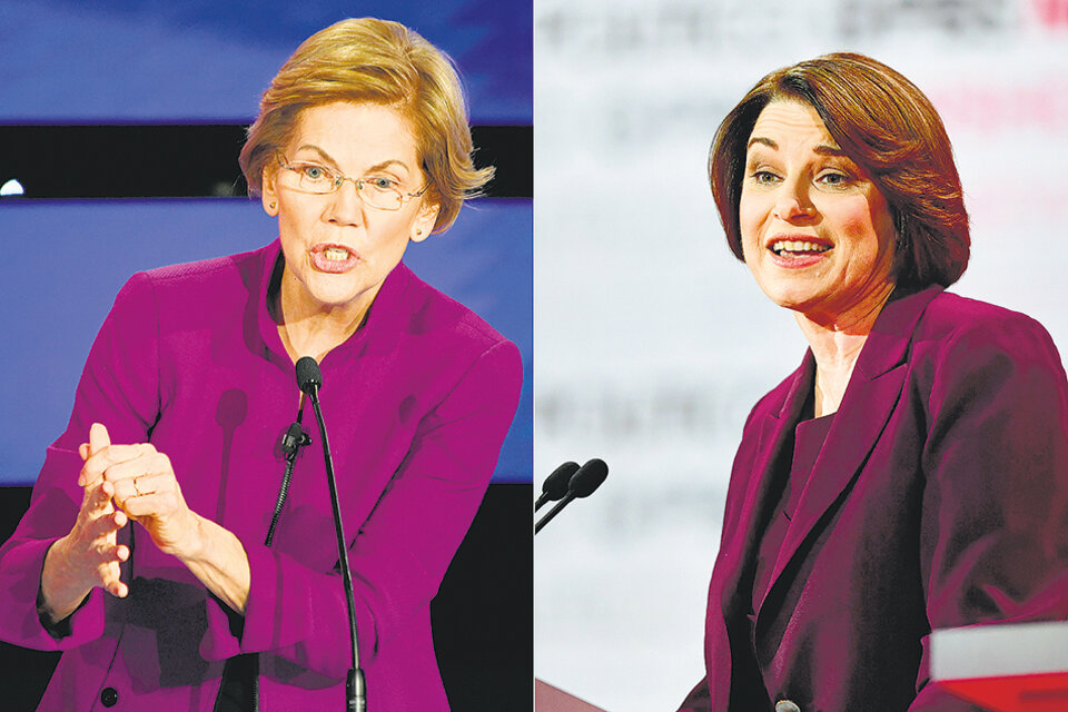 Las senadores Warren y Klobuchar disputan la interna demócrata.  (Fuente: AFP)