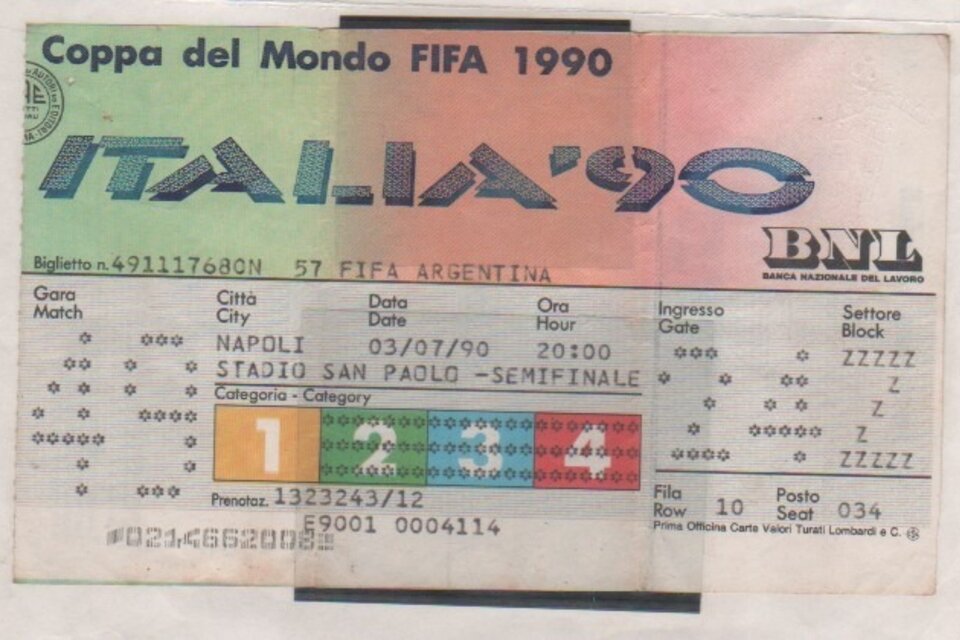 Entrada del Mundial de Italia 90.