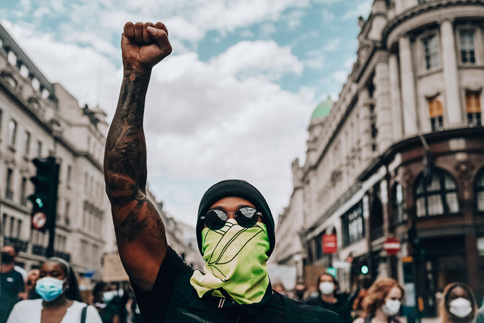 Lewis Hamilton, en las protestas contra el racismo en el Hyde Park de Londres. (Fuente: Twitter Lewis Hamilton)