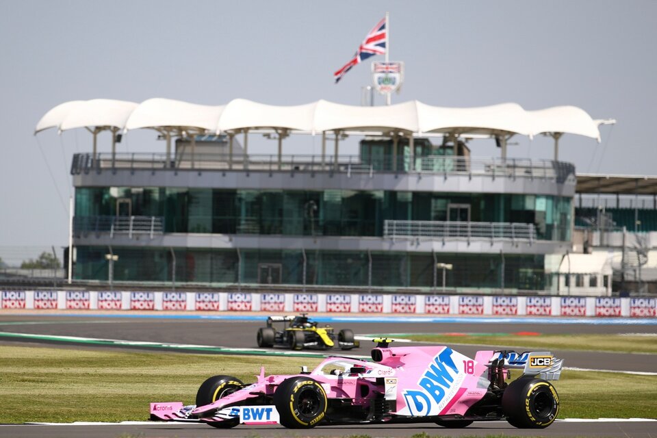 Lance Stroll llevó al Racing Point hasta la primera posición de los ensayos en Silverstone. (Fuente: AFP)
