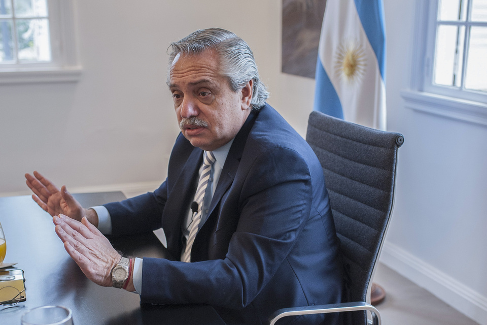 Alberto Fernández en Olivos.