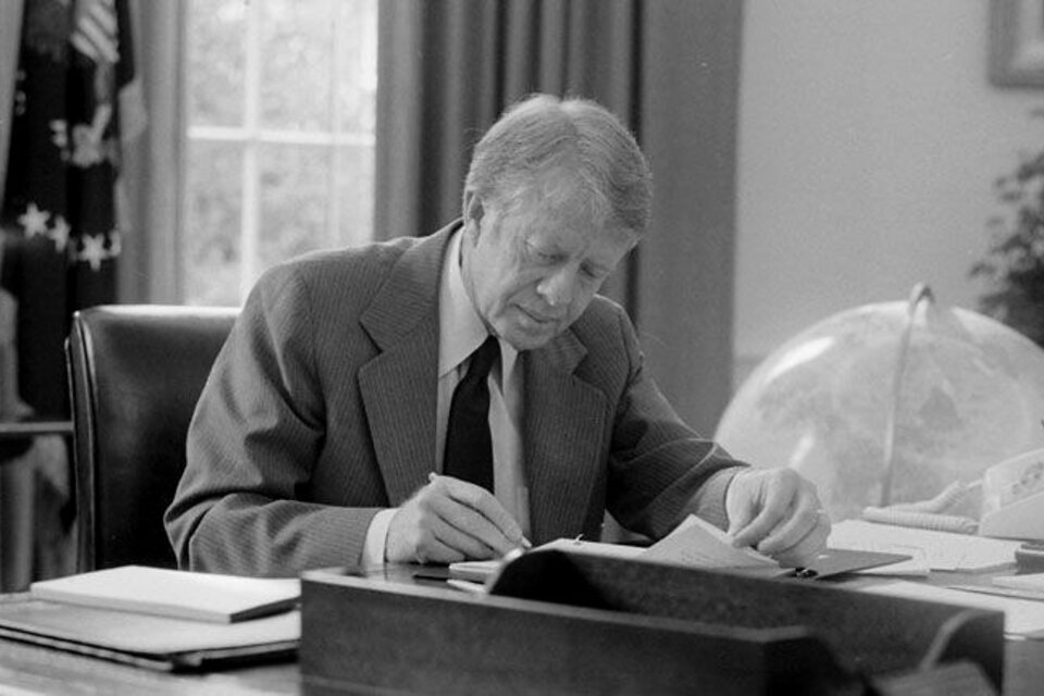 El presidente de EE.UU. Jimmy Carter, durante el anuncio del Boicot. (Fuente: Wikimedia)