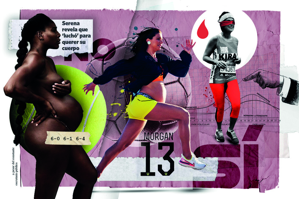 Cuerpos en acción: La tenista Serena Williams, la futbolista Alex Morgan y la corredora Kira Gandhi. (Fuente: Juan Battilana)