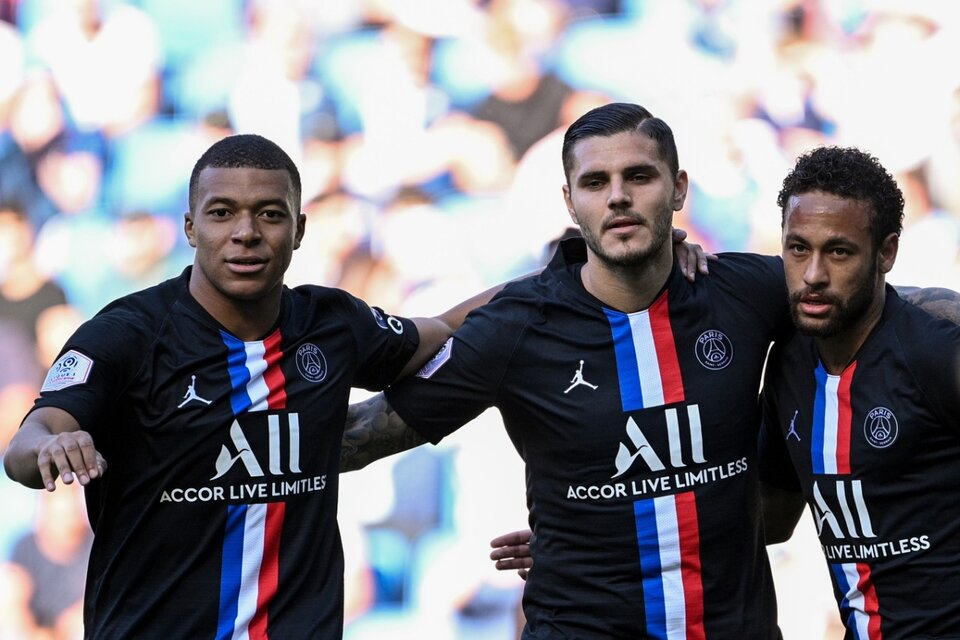 Mbappé, Icardi y Neymar, figuras del PSG. (Fuente: AFP)