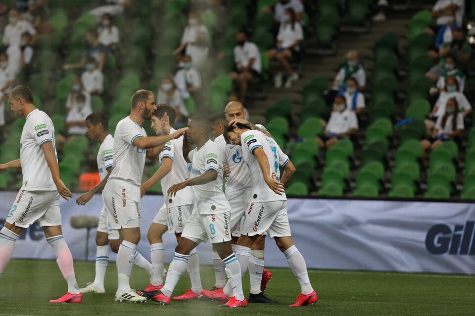 El festejo de uno de los goles del Zenit. (Fuente: Prensa Zenit)
