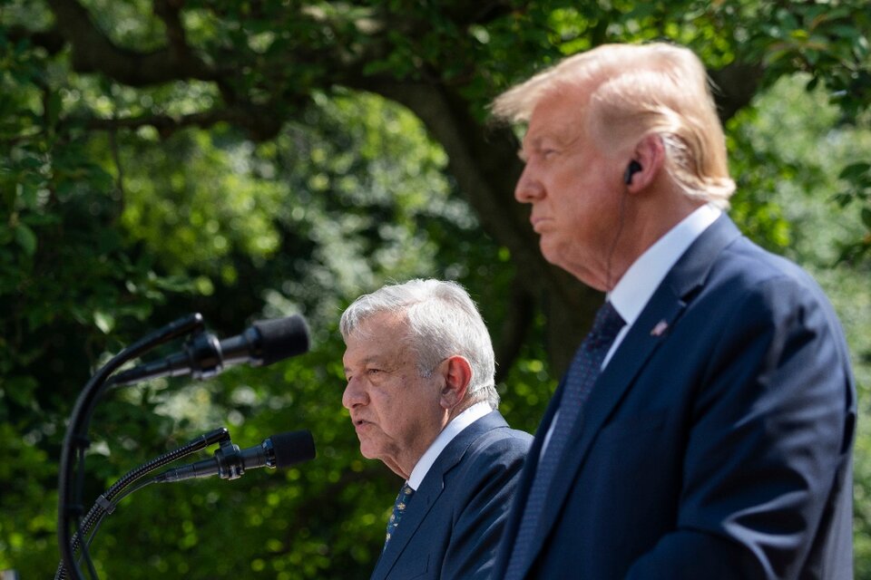 López Obrador y Trump, en el jardín de la Casa Blanca. (Fuente: AFP)