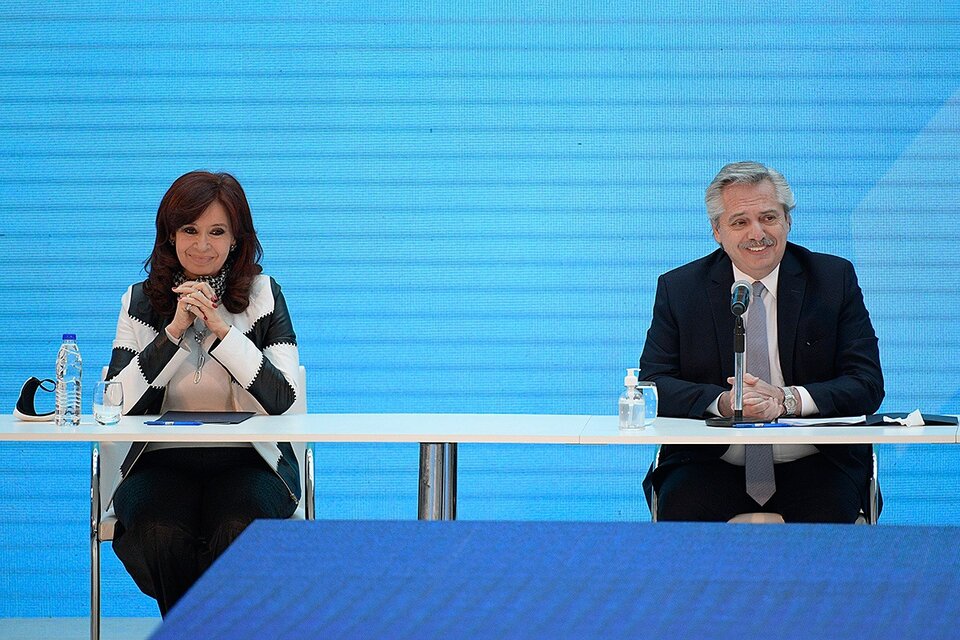 La vicepresidenta Cristina Fernández de Kirchner y el presidente Alberto Fernández. (Fuente: AFP)