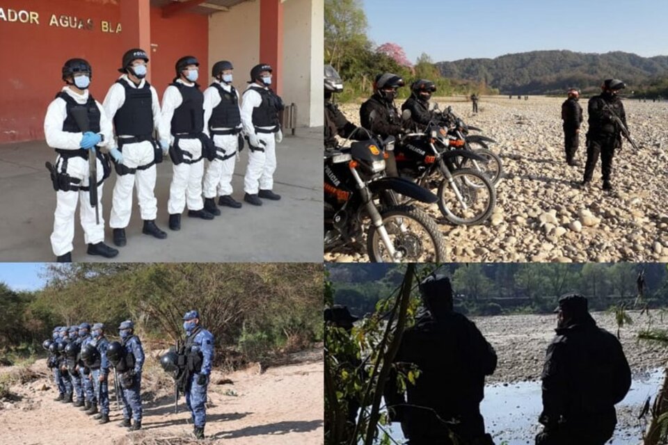 Militares, gendarmes y policías vigilan la frontera en Aguas Blancas