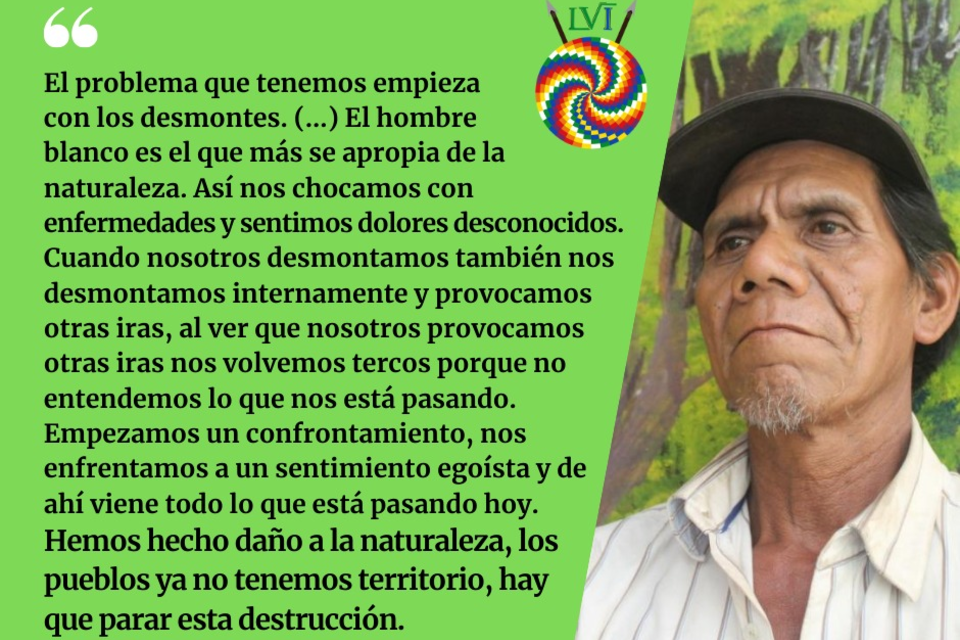 Juan de Dios López, de la comunidad Territorios Originarios Wichí. Folleto de La Voz Indígena y ARETEDE 
