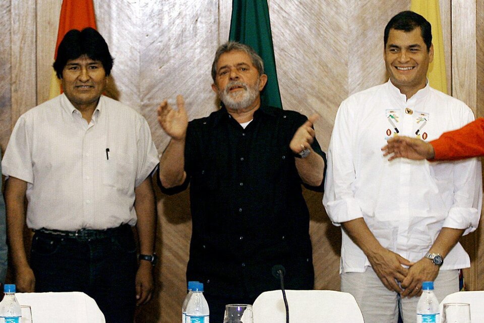 Evo Morales, Lula da Silva  y Rafael Correa