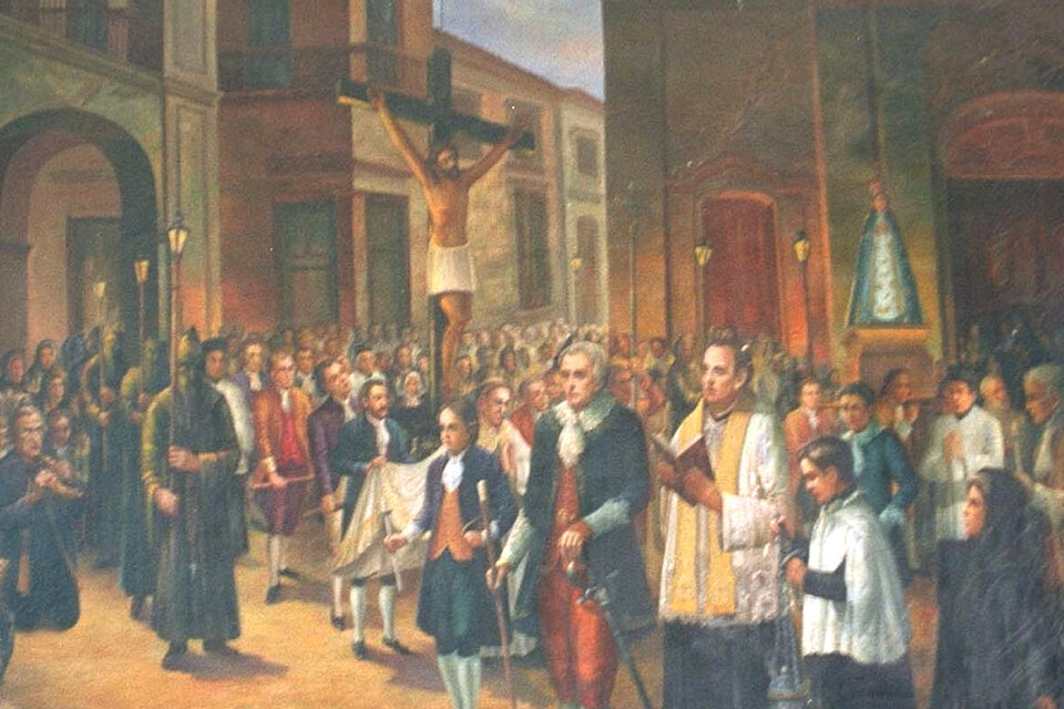 Primera procesión, según la imaginó el pintor Aristene Papi