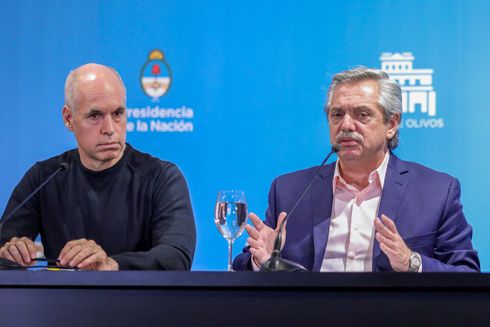 Horacio Rodríguez Larreta y Alberto Fernández, con miradas muy diferentes.