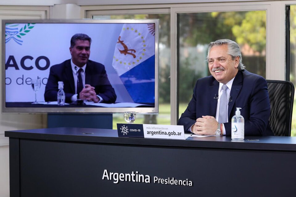 El presidente Alberto Fernández encabezó el anuncio de inversiones en la industria textil en la provincia de Chaco. (Fuente: Presidencia)