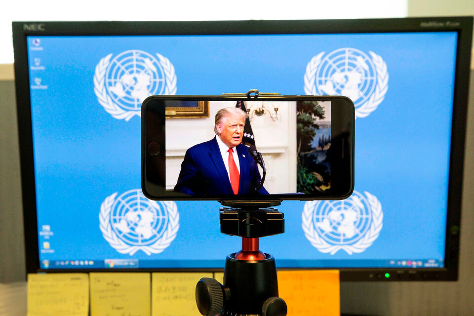 Este fue el cuarto discurso de Trump ante la Asamblea General de la ONU.  La reunión anual de líderes mundiales se realiza de manera remota por la pandemia. (Fuente: EFE)