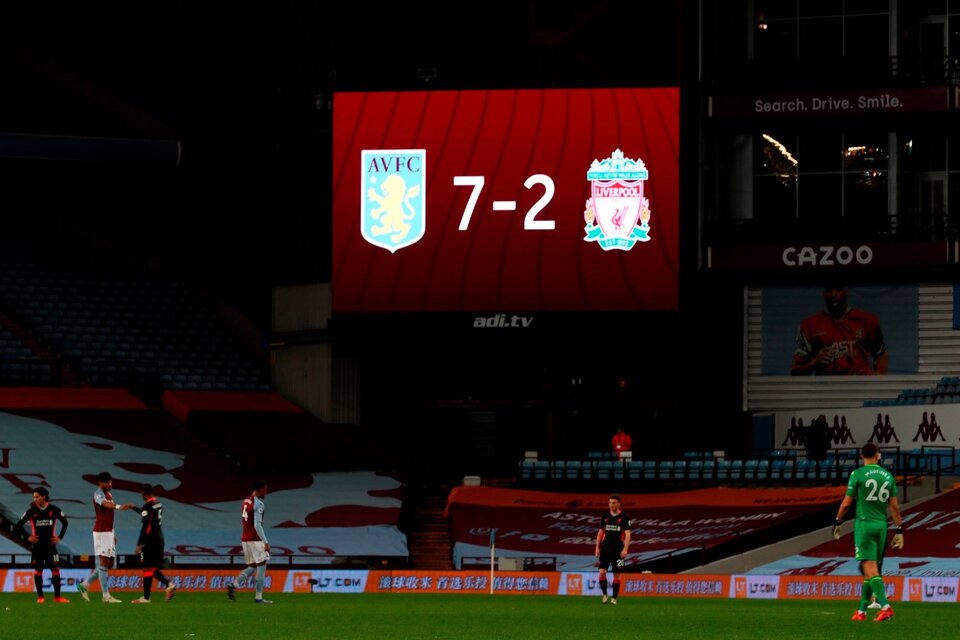 El resultado entre Aston Villa y Liverpool el domingo último. (Fuente: EFE)