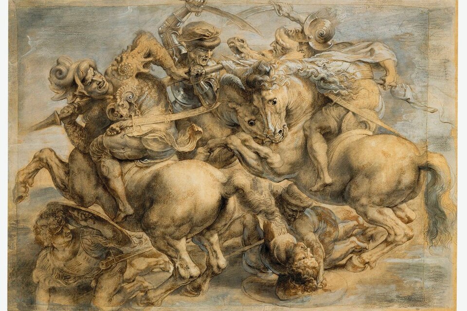 La réplica de un boceto que muestra un fragmento del mural, firmada por Rubens, se conserva en el Louvre. 