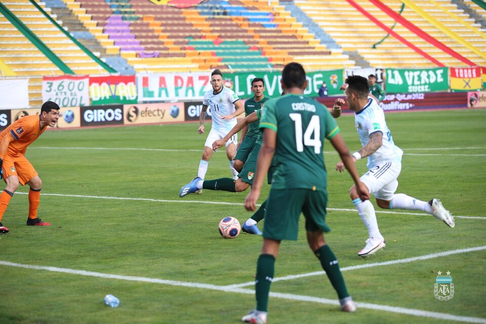 La jugada del gol de Lautaro Martínez. (Fuente: Prensa AFA)